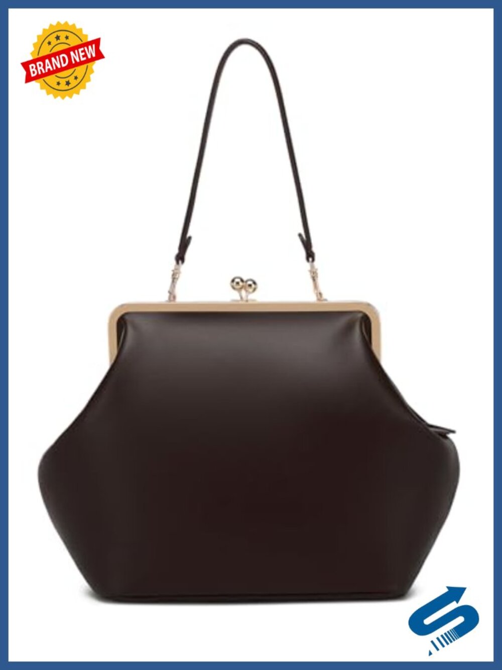 Large Minimalist Leather Evening Bag Shoulder Underarm Top Handle Clutch Purse